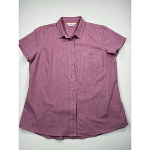 Orvis Women’s Short Sleeve Button-Up Shirt – Size L – Purple Heather